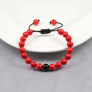 8mm Rode Steen Kralen Armband Verstelbaar Koppel Yoga Energie Mode Sieraden Item