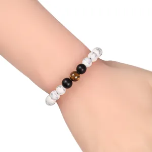 8mm Natuursteen Kralen Armband Tijgeroog Zwarte Onyx Yoga Paar Elastisch Sieraden
