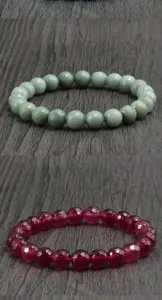 Set di bracciali elastici con perline di pietre preziose sfaccettate, gioielli in cristallo.