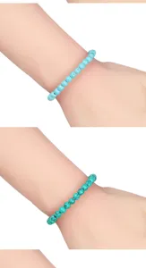 Natural turquoise beaded bracelet 6mm gemstone stretch bracelet for daily wear fashion.