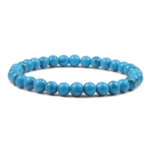 Bohemian Colorful Imitation Turquoise Glass Bead Bracelet For Men Women Buddha Style Yoga Jewelry Round Beads Elastic Hand Chain Gift