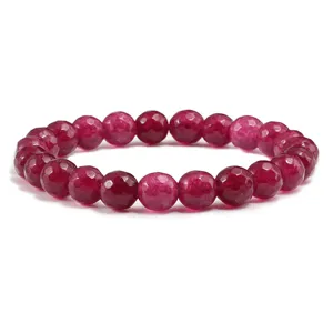 Bracciale di perle in pietra preziosa sfaccettata gioiello elastico in cristallo lucido