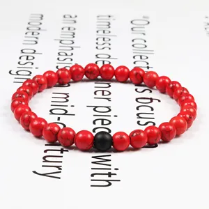 Bohemian Matte Nero Satinato Perline Braccialetto Set Per Coppie Unisex Pietra Naturale Turchese Lava Vulcanica Cordino Braccialetto Gioielli