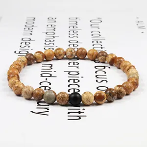 Bracciale di perle in pietra naturale con perla nera opaca stile bohemien gioielli