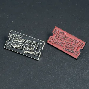 Broche esmaltada creativa de entrada de cine insignia de metal de estilo vintage para ropa 2pcs