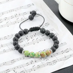 Verstelbare lava steen en keizerlijke jaspis kralen armband voor yoga en dagelijks gebruik.