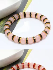 Dolce bracciale di perle in quarzo rosa con ciondoli strass gioiello elegante