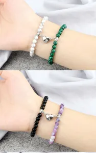 Set di bracciali di coppia magnetici con charm a cuore per migliori amici e innamorati