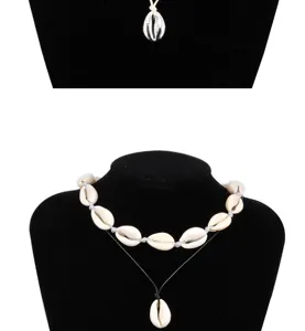 Nahaufnahme der Muschelanhänger Halskette, minimalistischer Sommer Strand Schmuck.
