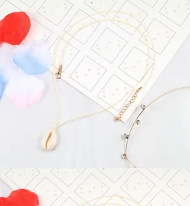 Einfache Muschel Kette Damen Sommer Strand Stil verstellbare Kordel Schlüsselbein Schmuck