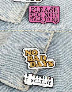 Creative English slogan enamel pin brooch alloy badge denim jacket accessories fashion jewelry