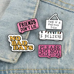 Creative Alloy Enamel Pin Speech Bubble English Letter Slogan Badge Brooch For Denim Jacket Backpack Clothing Unisex Jewelry Accessory