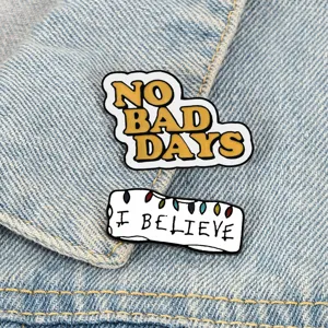 Enamel pin set creative slogan metal brooch badges aesthetic denim jacket accessories