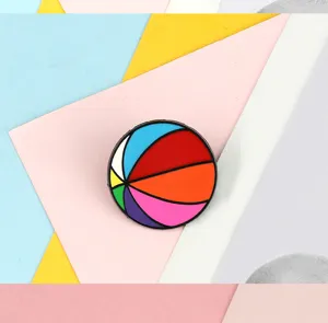 Colorful geometric round alloy badge brooch cute enamel pin for student denim clothing decor