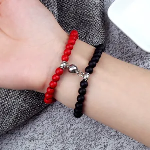 Minimalist Natural Stone Bead Magnetic Couple Bracelets For Women Men Mutual Attraction Distance Beaded Strand Jewelry Gift