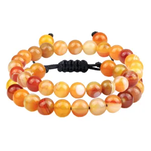 Magnifique bracelet en perles d'agate rayées colorées naturelles fait main cordon réglable
