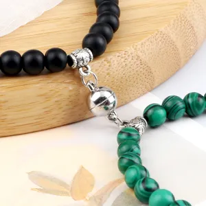 Couple magnetic attraction beaded bracelet set matching distance friendship jewelry gift item