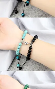Couple magnetic attraction beaded bracelet handmade braided wrist jewelry style view