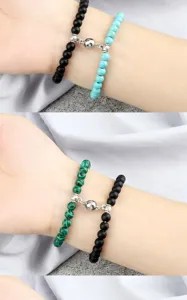 Couple magnetic attraction bead bracelets set 6mm matching friendship jewelry gifts.