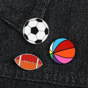 Sports enamel pins set alloy football rugby brooch badge for student denim jacket accessories