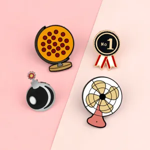 Joli ensemble de broches en émail alliage dessin animé globe médaille bombe ventilateur.