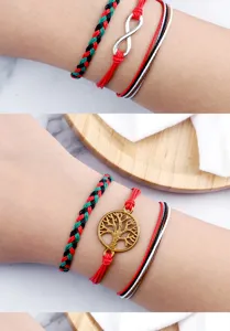 Boho gevlochten armband set met infinity en levensboom bedels detail sieraden koppels