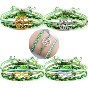 Braccialetto dell Amicizia Intrecciato a Mano Multistrato Regolabile in Corda Con Ciondolo in Lega Gioielli Boho Surf Beach per Uomo Donna Unisex Regalo