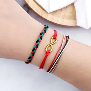 Boho geweven gevlochten armband set met oneindigheid hanger, casual paar sieraden dagelijks.