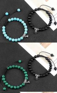 Handmade Beaded Couple Bracelets Magnetic Attraction Rope Jewelry Set for Friends