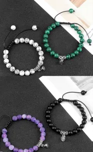Handmade braided beaded couple bracelets set with magnetic adsorption buckles for besties and lovers.