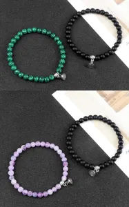Couple magnetic attraction beaded bracelets 6mm natural stone matching jewelry set for best friends