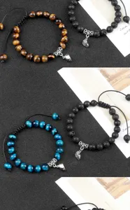 Handcrafted magnetic heart braided beaded couple bracelets matching long distance friendship