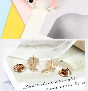 Cute cartoon couple enamel brooch pins, detailed back and front metal badge decoration.