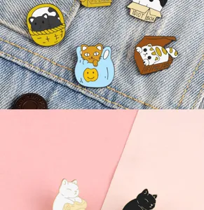 Cute cartoon cat enamel brooch pins set metal badge backpack clothing accessories decorative item