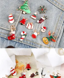 Weihnachten Emaillierte Brosche Set süße Weihnachtsbaum Schneemann Anstecknadeln Dekoration