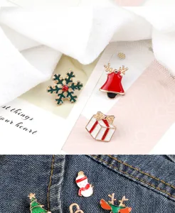 Weihnachtliches Emaille Brosche Set, süße Legierung Pin Abzeichen für Festliche Kleidung.