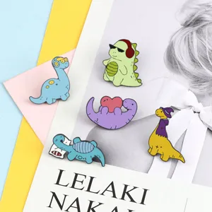 Cute Cartoon Dinosaur Alloy Brooch Pins Quirky Enamel Badges For Backpack Clothes Decoration Student Kids Jewelry Gifts