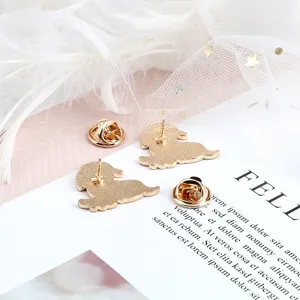 Gold cute dog metal brooch pins set, adorable cartoon animal badge accessories for bags clothes.