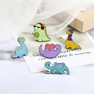 Cute Cartoon Dinosaur Enamel Pin Set Quirky Alloy Brooch Badge for Clothes Backpacks