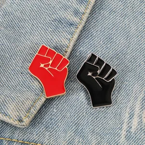 Kreative Mode Legierung Emaille Faust Anstecknadel Brosche Rot Schwarz Geometrische Denim Abzeichen Brosche Für Denim Jacke Rucksack Zubehör Schmuck Geschenk