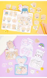 Leuke beren washi sticker pack, roze en zwart witte dagboek DIY decoratieve stickers.