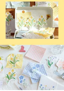Bloemen memo blokjes en schattige stationery stickers set, perfect voor journaling en notities.
