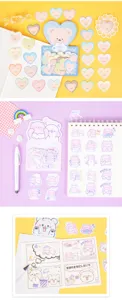 Schattige beren washi stickerpakket, roze en leuke emoticonsstickers voor journal DIY en planner.