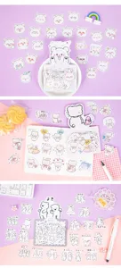 Schattige beer washi stickerset voor dagboek en mooie creatieve DIY knutseldecoratie.