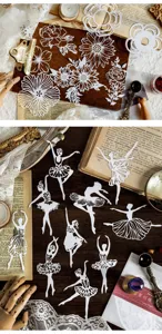 Materiali di carta in pizzo cavo bianco rétro per scrapbooking e diari, 8 stili disponibili.