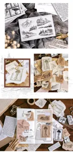 Vintage botanische schuimstempels en dagboek DIY stickers voor knutselen en scrapbooking.