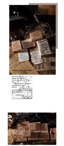 Vintage wooden stamp Atlantic ticket series retro English DIY journal craft material