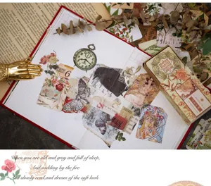 Vintage scrapbook material set decorative journaling tags notes vintage aesthetic stationery 50pcs