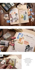 Mini adesivi vintage per scrapbooking e materiali di collage per diari retrò.