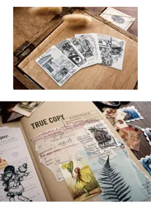 Mini carte per scrapbooking vintage e carta messaggio in stile retro per diario e note.